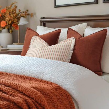 Rust Chenille Throw Pillow Covers